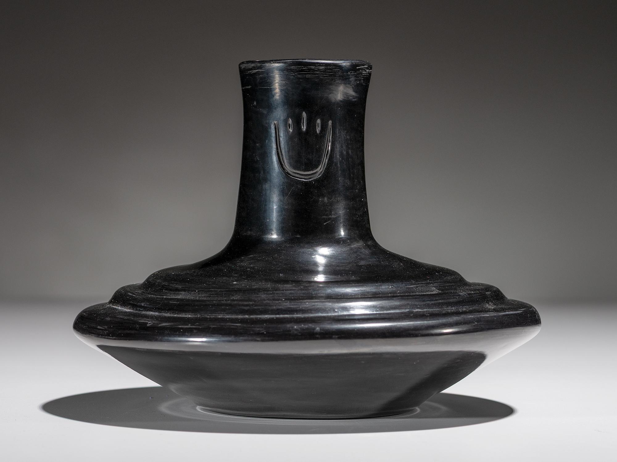 Blackware Pottery Vase, with Bear Paw Impression