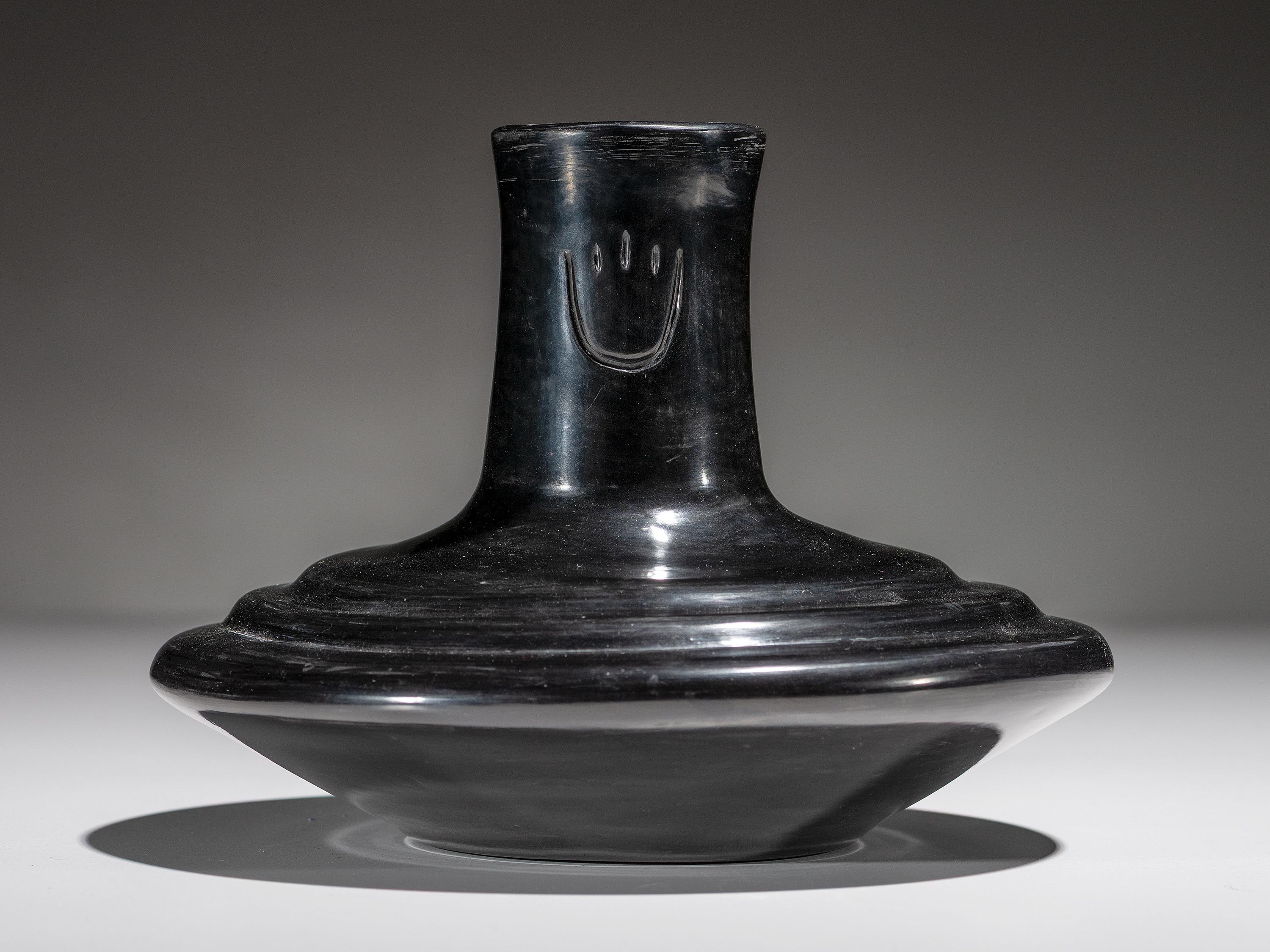 Blackware Pottery Vase, with Bear Paw Impression