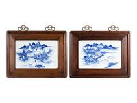 A Set of Four Blue and White Porcelain Inset Hanging Panels