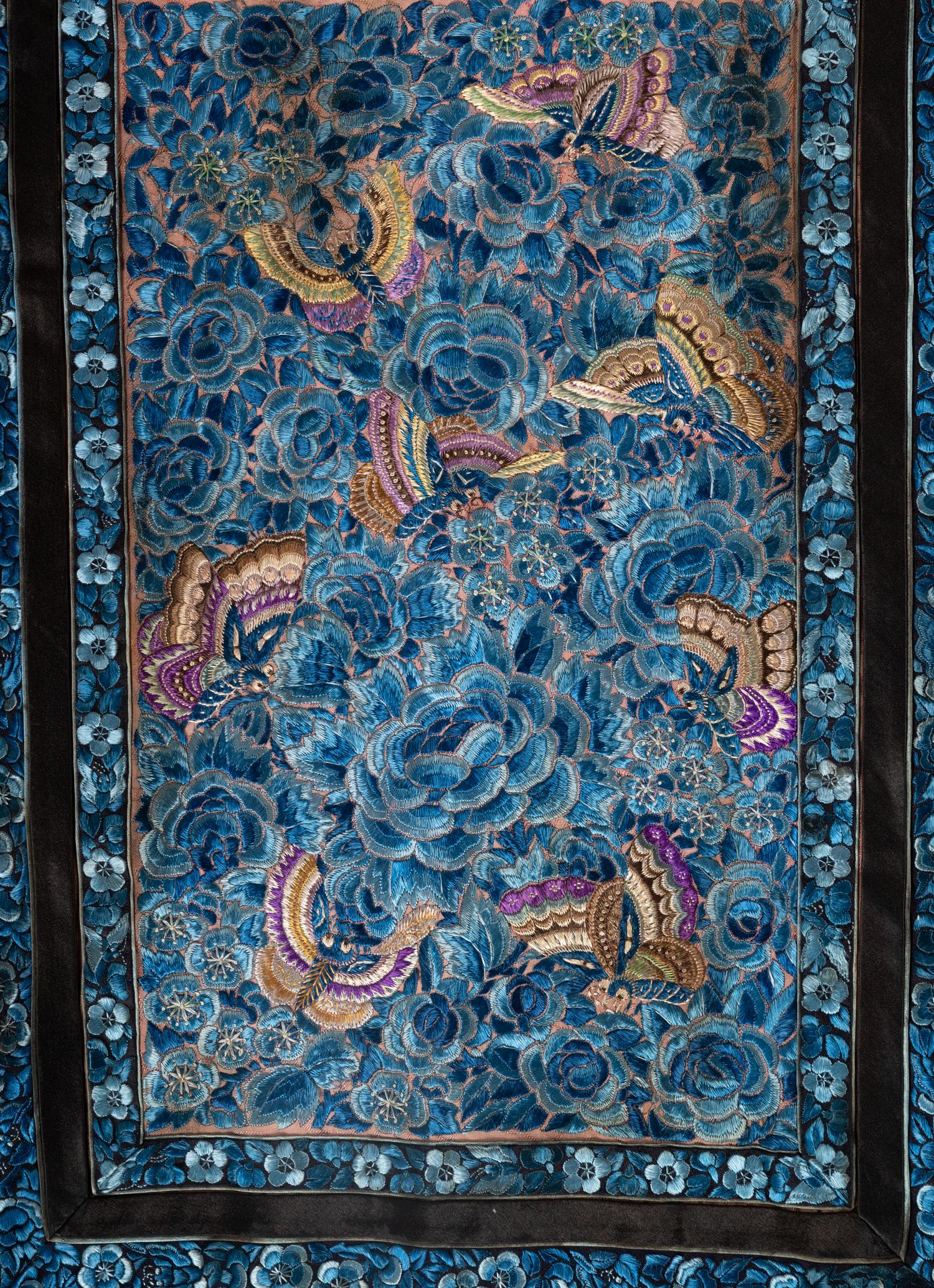 Two Chinese Silk Embroidered Apron Skirts