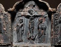 A Byzantine Lead Triptych with a Crucifixion Scene