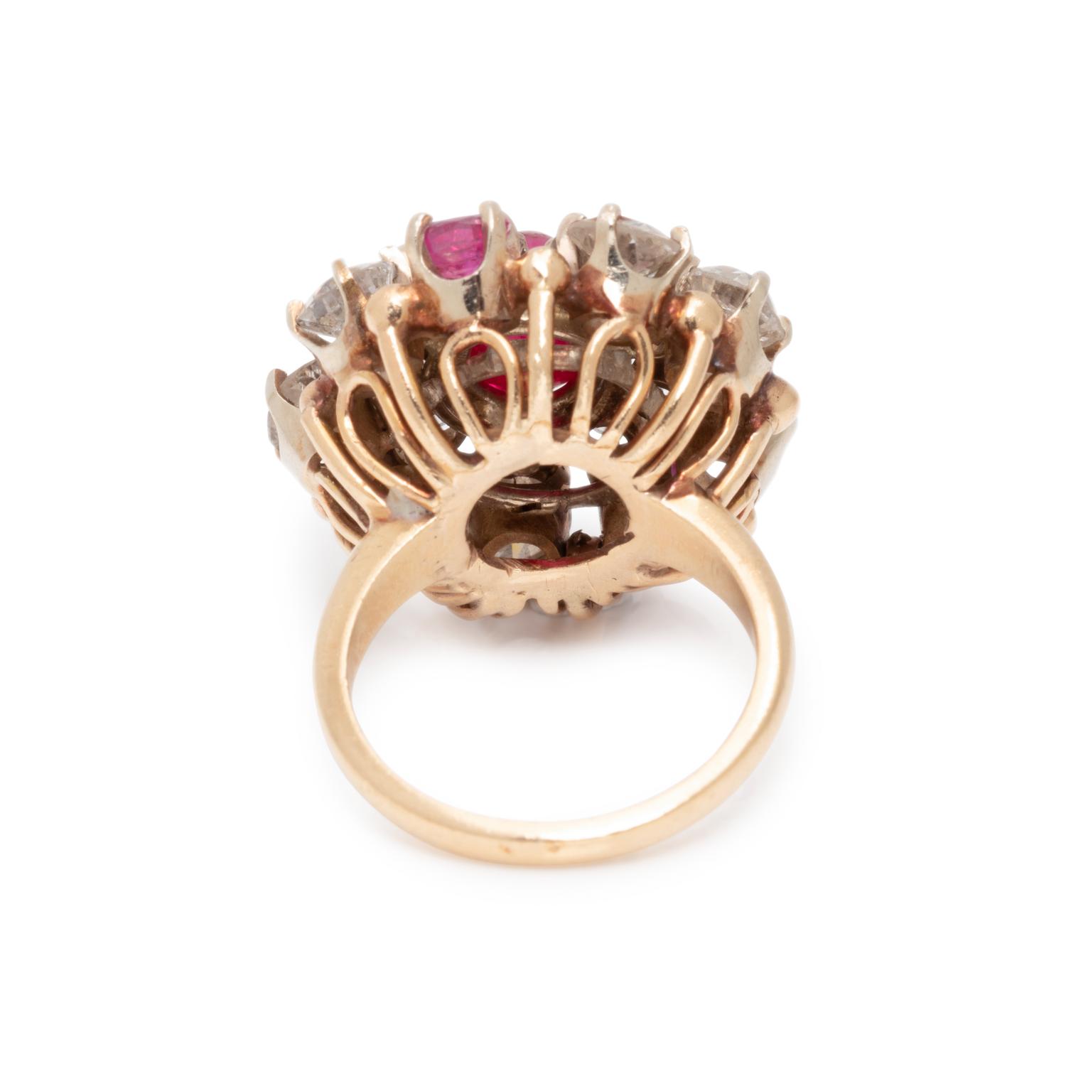 DIAMOND, RUBY AND SYNTHETIC RUBY RING