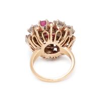 DIAMOND, RUBY AND SYNTHETIC RUBY RING