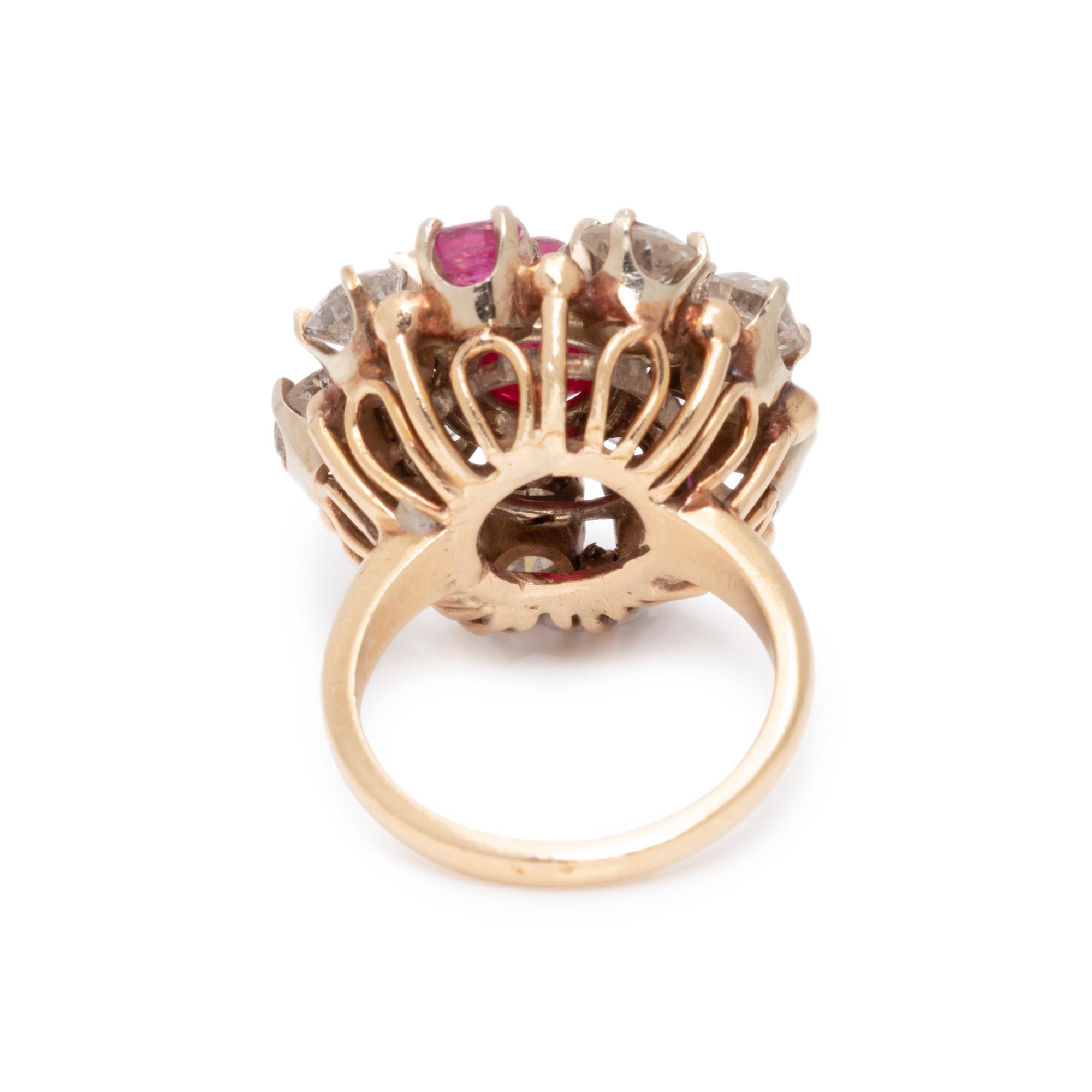 DIAMOND, RUBY AND SYNTHETIC RUBY RING