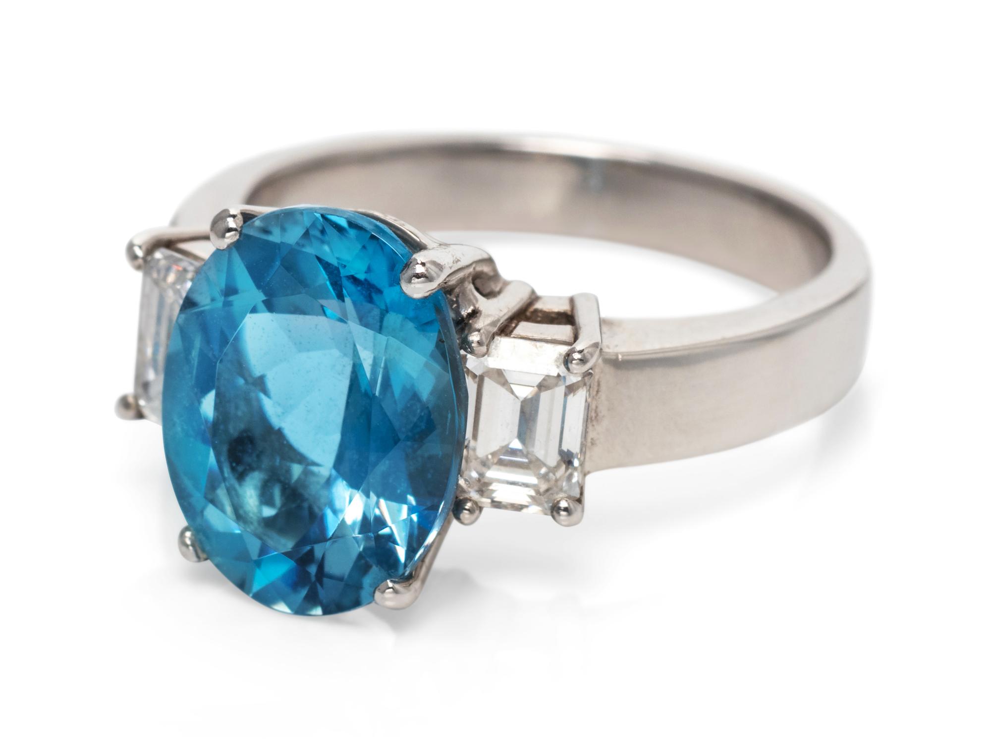 A Platinum, Aquamarine and Diamond Ring,