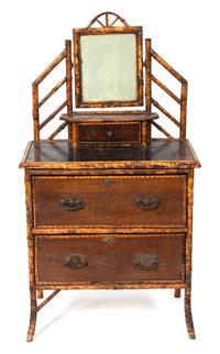 A Victorian Style Burnt Bamboo Dressing Table — EARLY 20TH CENTURY