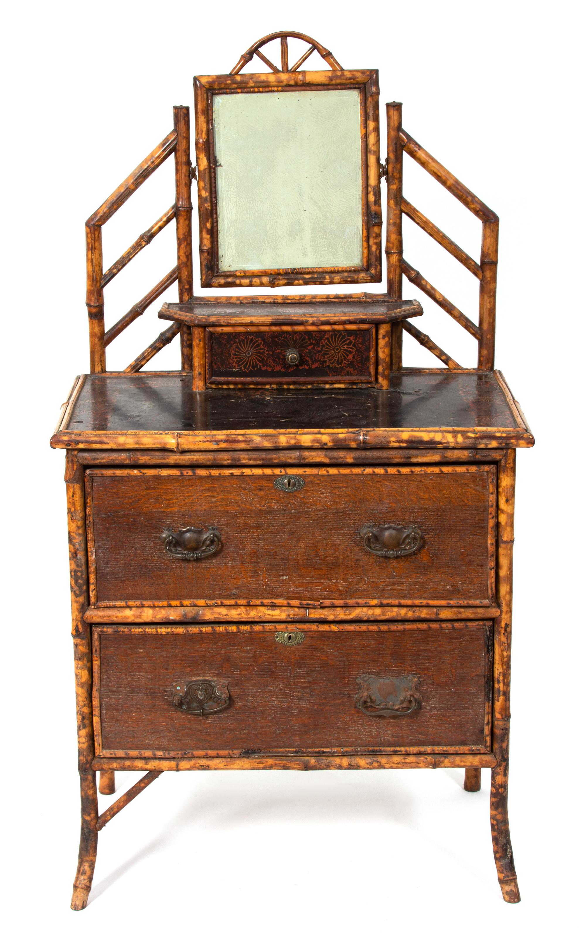 A Victorian Style Burnt Bamboo Dressing Table — EARLY 20TH CENTURY