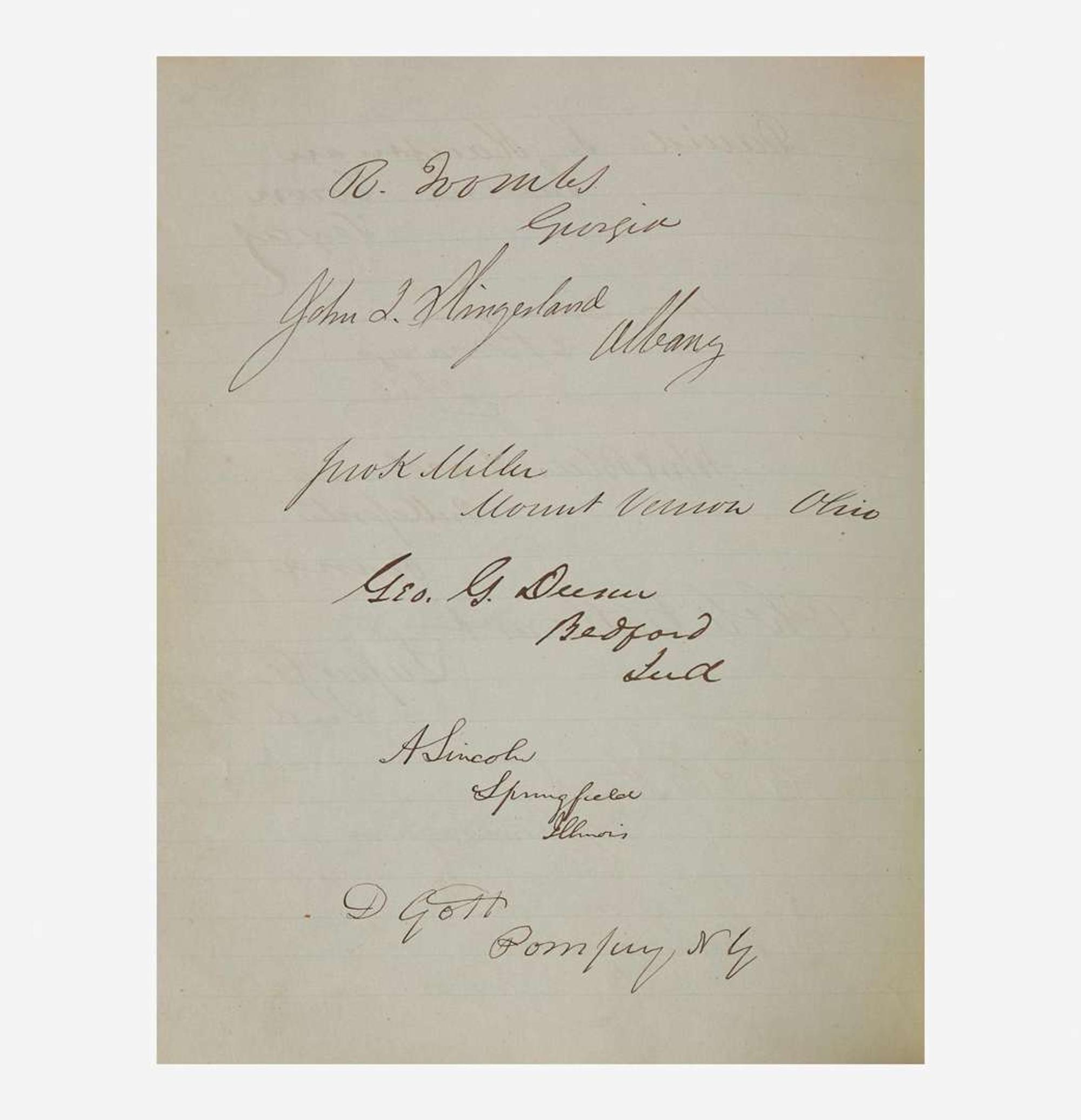[Presidential] Lincoln, Abraham; James K. Polk; James Buchanan; John Quincy Adams; Andrew Johnson Autograph Album of the Executive and Legislative Branches, Ca. 1847-48