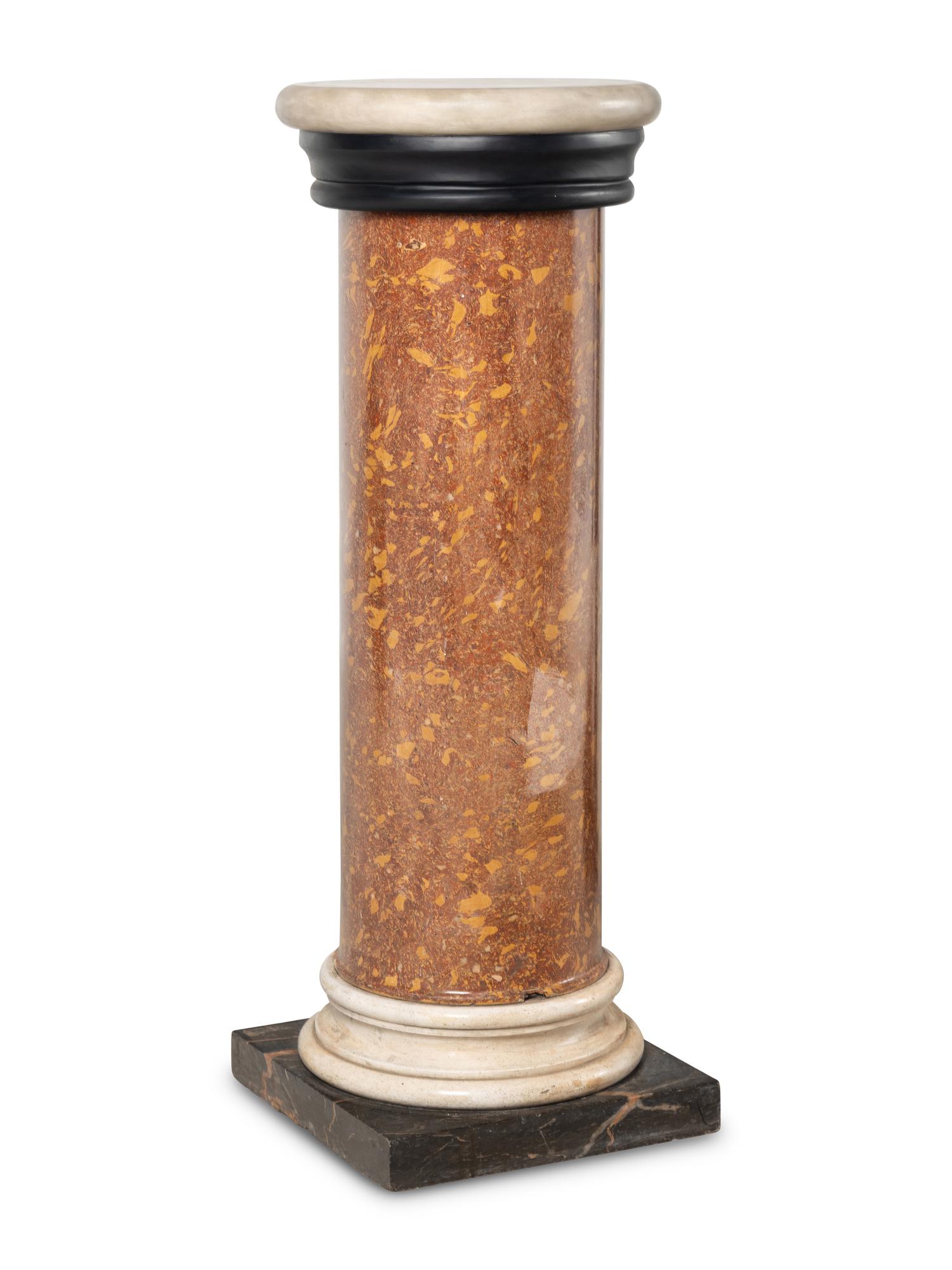 An Italian Scagliola and Marble Pedestal