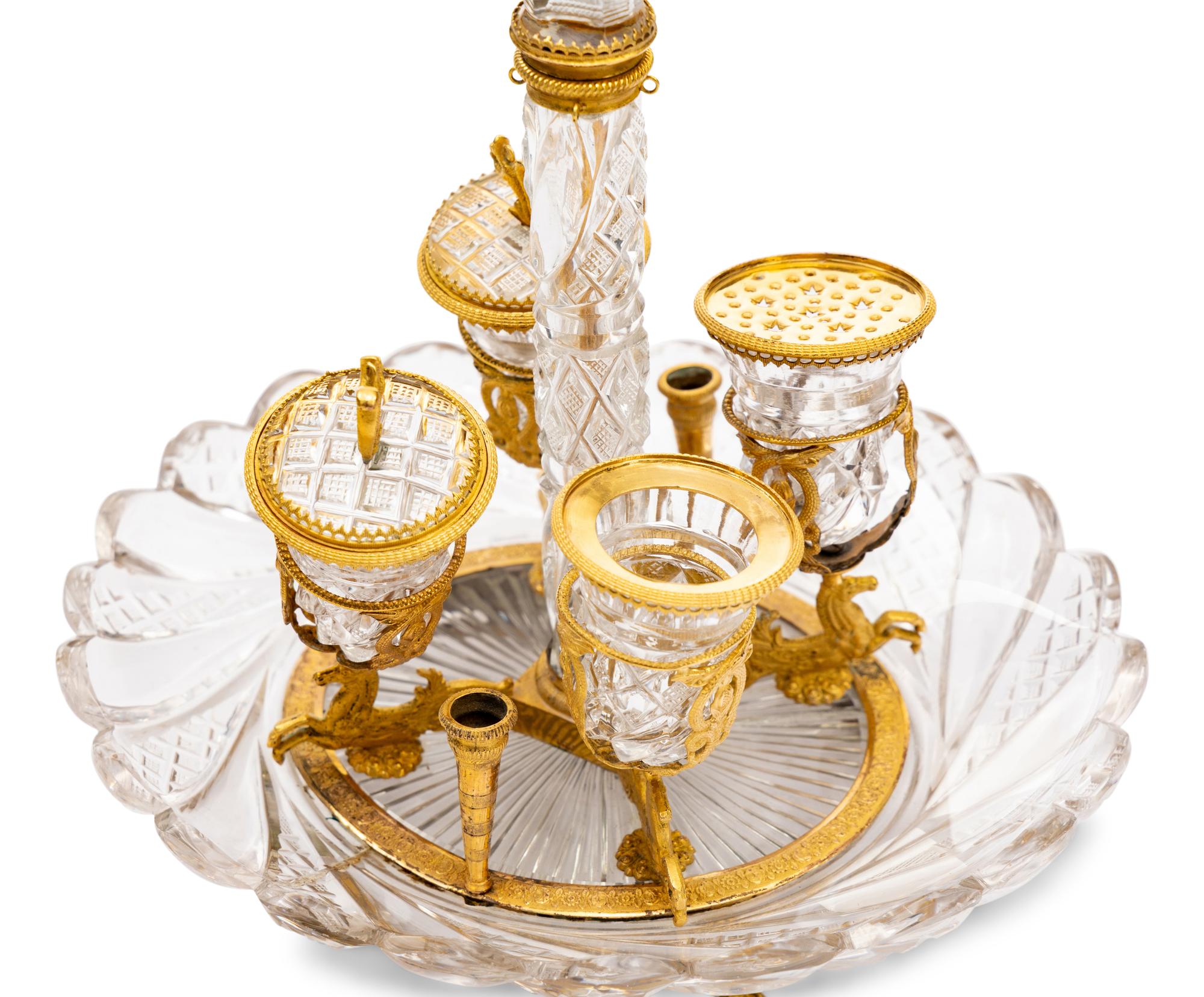 A Charles X Gilt Bronze Mounted Sulphide and Cut Glass Desk Stand