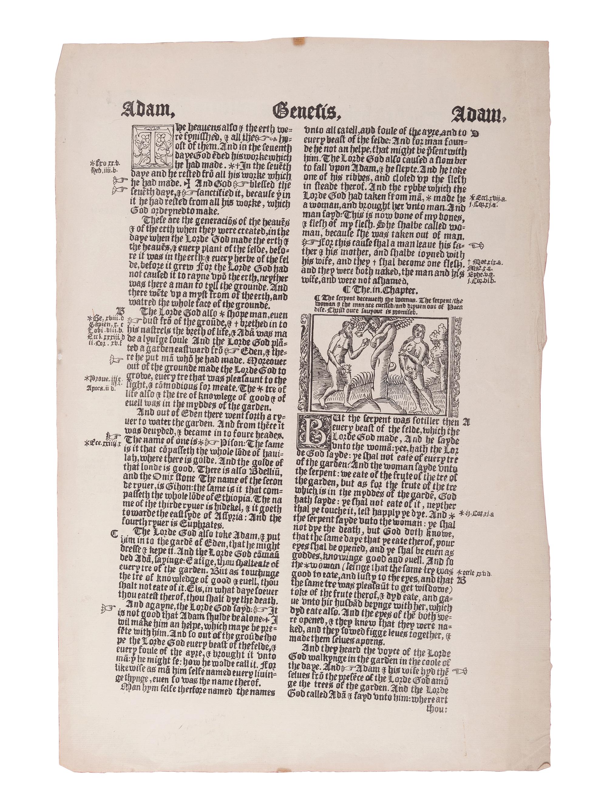 [BIBLE LEAVES - ENGLISH - 16TH CENTURY]. A group of 9 Bible leaves in English, comprising: