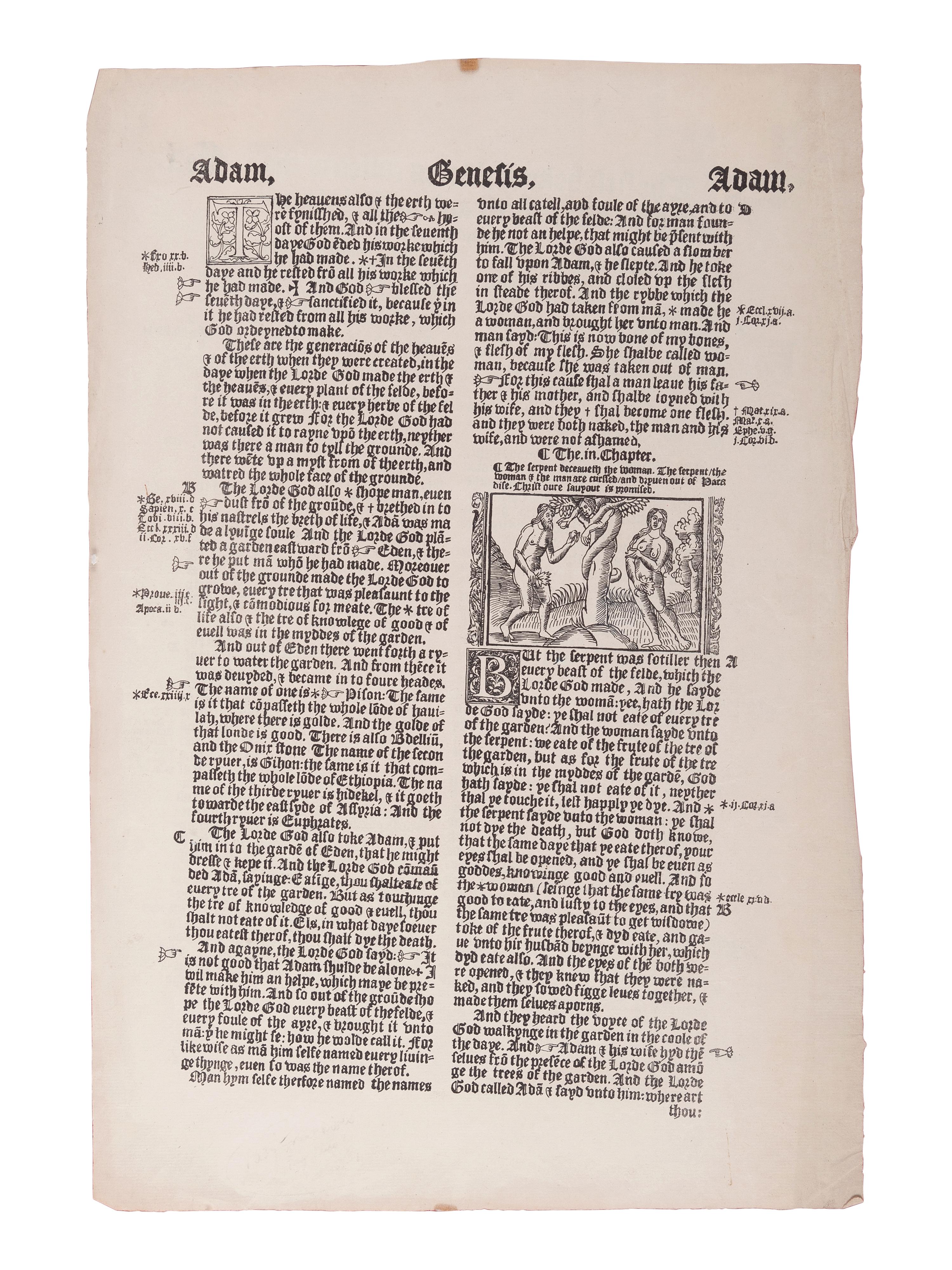 [BIBLE LEAVES - ENGLISH - 16TH CENTURY]. A group of 9 Bible leaves in English, comprising: