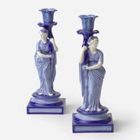 A Pair of Wedgwood Juno and Ceres Candlesticks UK, 1880s