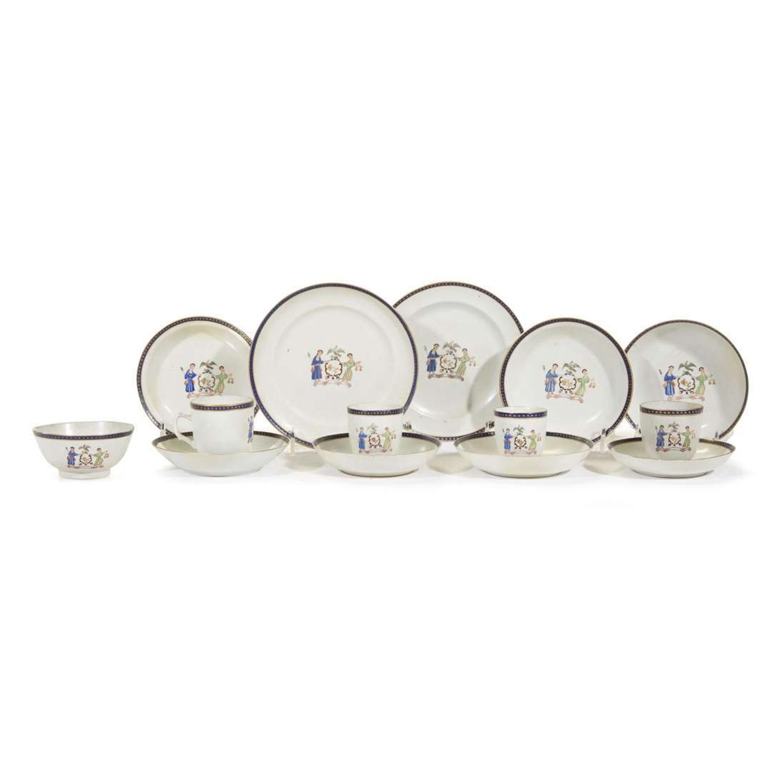Group of fourteen Chinese Export porcelain 'Arms of New York' tablewares circa 1800