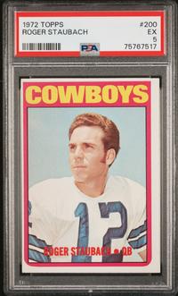 A 1972 Topps Roger Staubach Rookie Football Card No. 200 (PSA 5 EX)