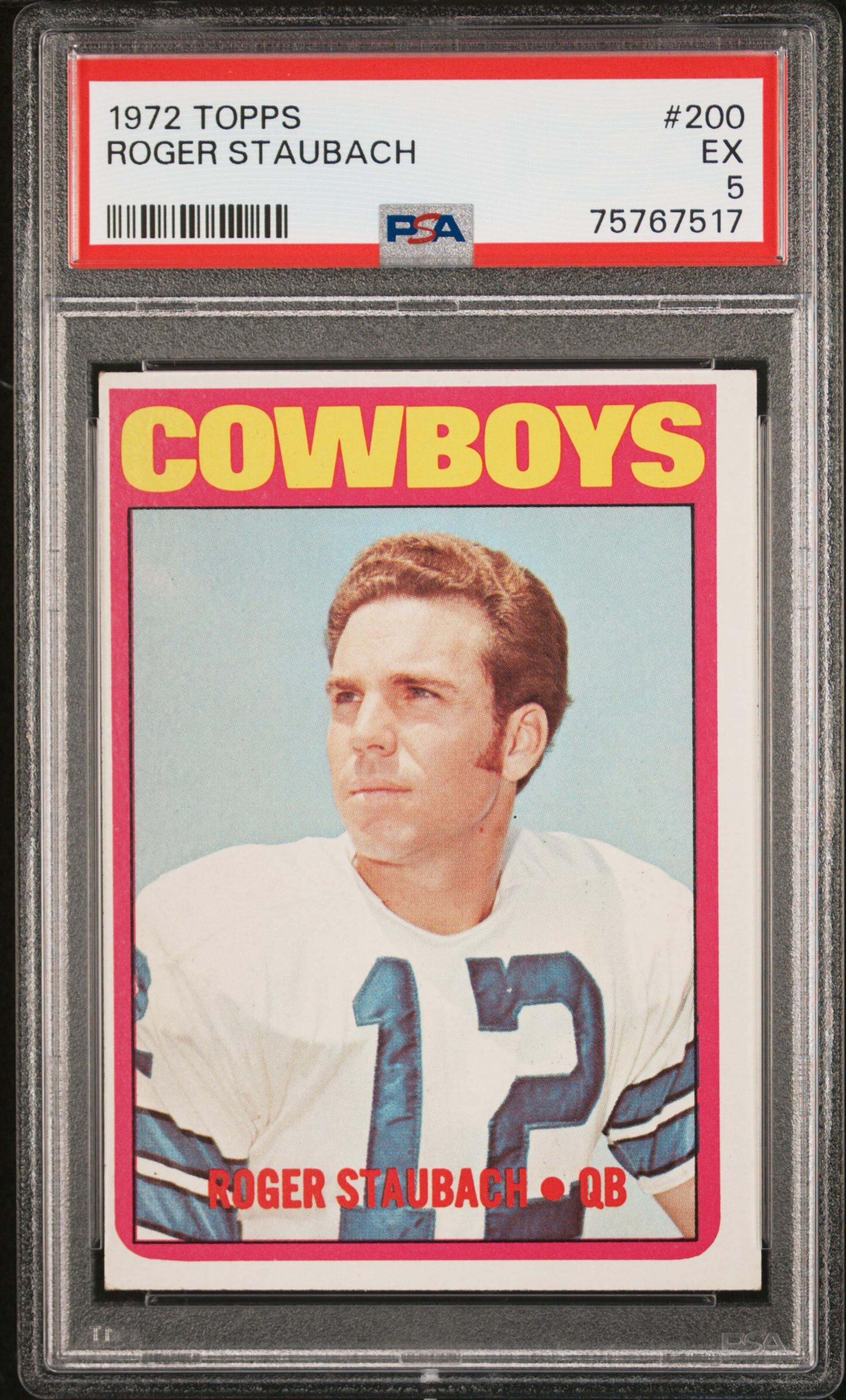 A 1972 Topps Roger Staubach Rookie Football Card No. 200 (PSA 5 EX)