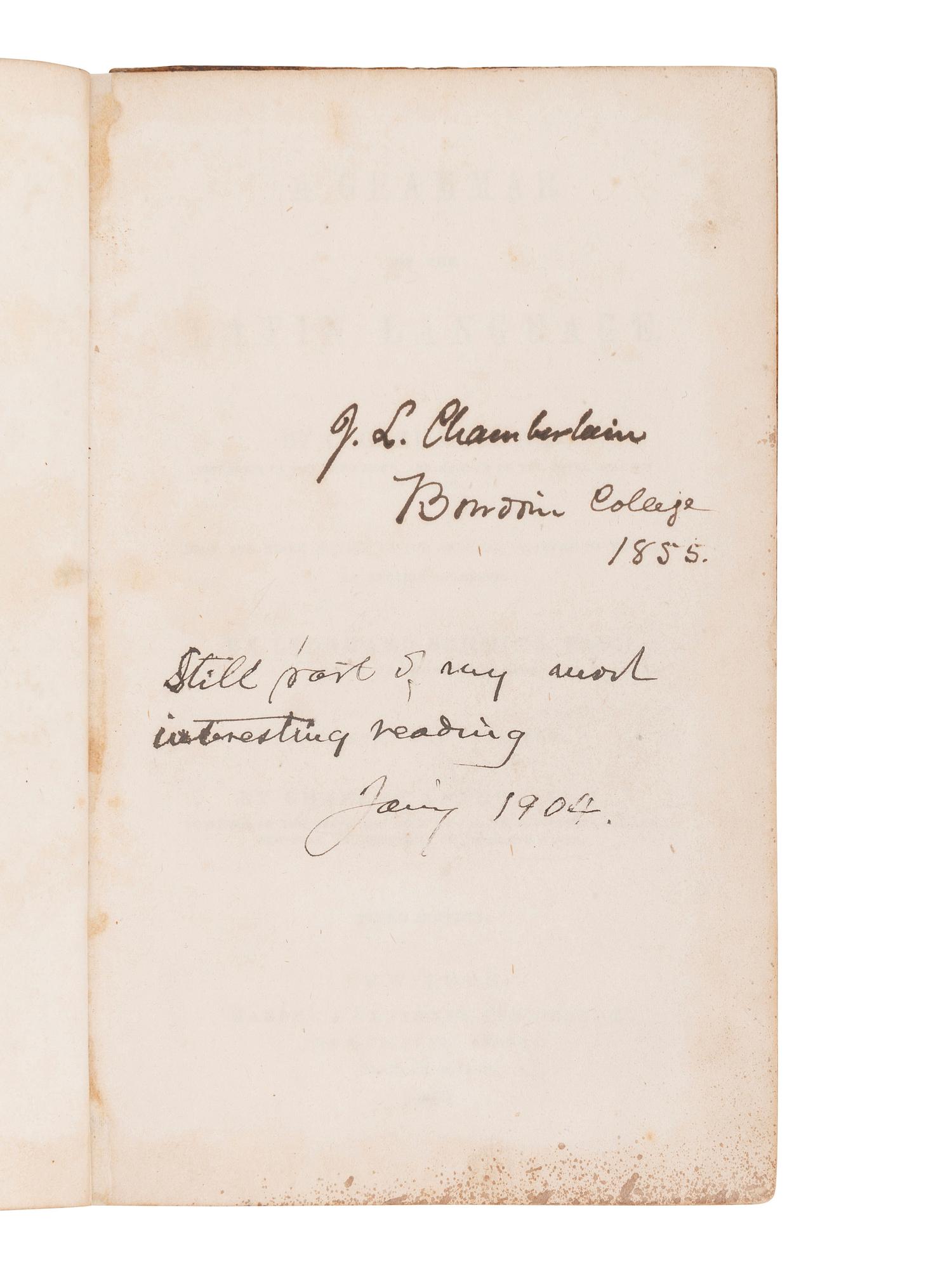 [CHAMBERLAIN, Joshua Lawrence (1828-1914), his copy]. ZUMPT, C. G. A Grammar of the Latin Language . Leonhard Schmitz, translator. Charles Anthon, editor. New York: Harper & Brothers, 1854.