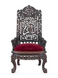 A Chinese Export Carved Rosewood Side Chair