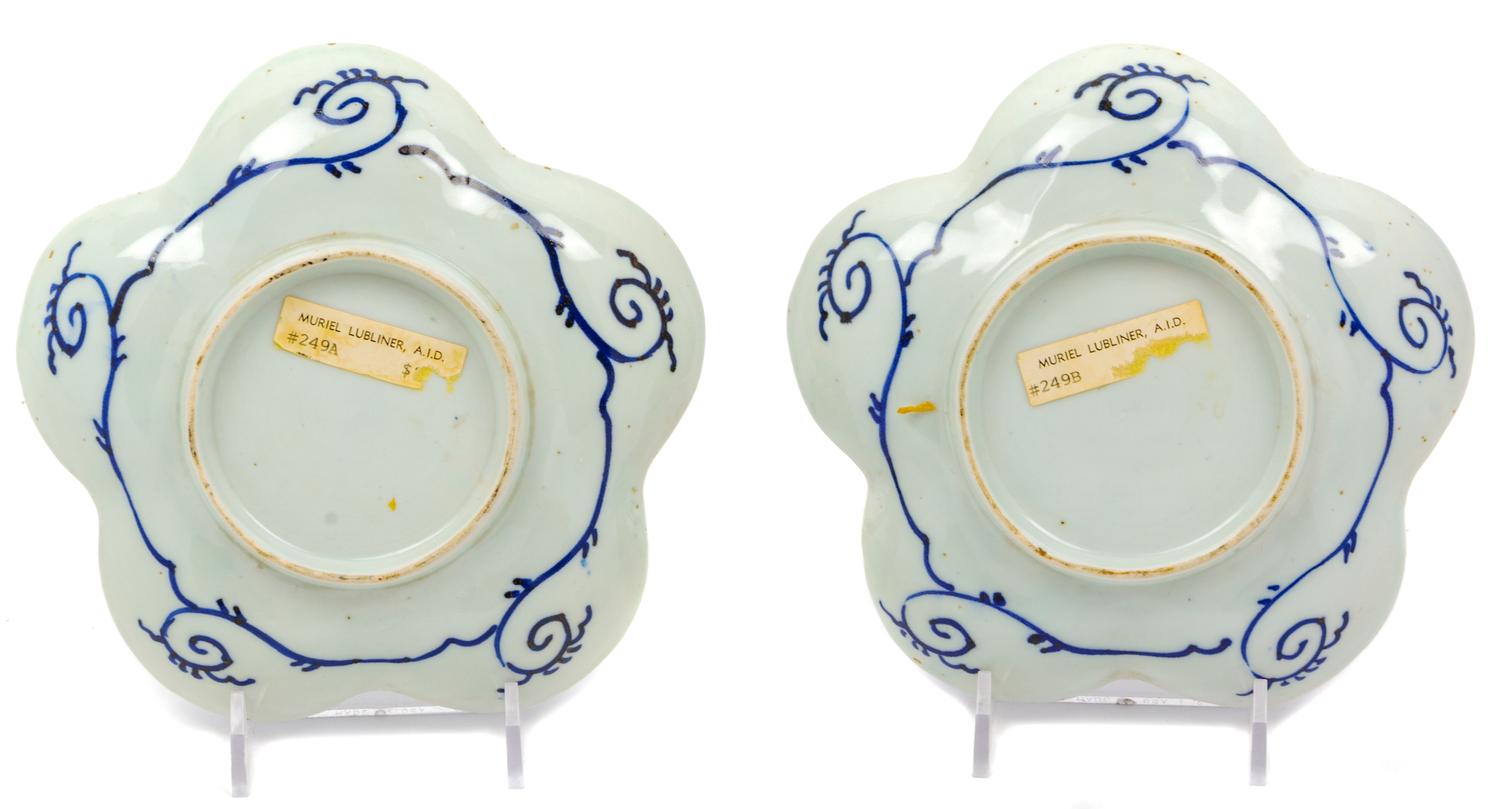 A Pair of Japanese Blue and White Porcelain Floriform Plates