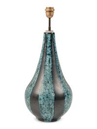A Turquoise and Black Glazed Ceramic Table Lamp