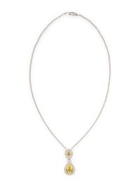 WHITE GOLD, LEMON QUARTZ, AND DIAMOND NECKLACE