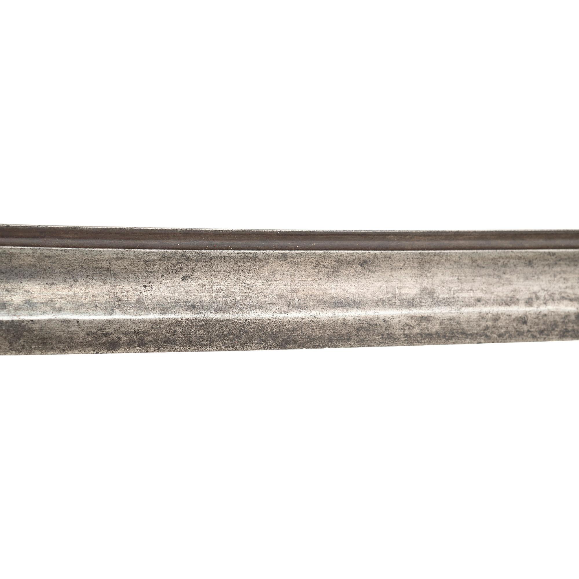 French Import Foot Officers Sword Etched to Lt. Col. John C. Black - 37th Illinois Infantry and Congressional Medal of Honor Recipient
