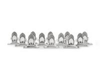 A Set of Twelve Gundorph Albertus Georg Jensen Silver Cactus Pattern Place Card Holders