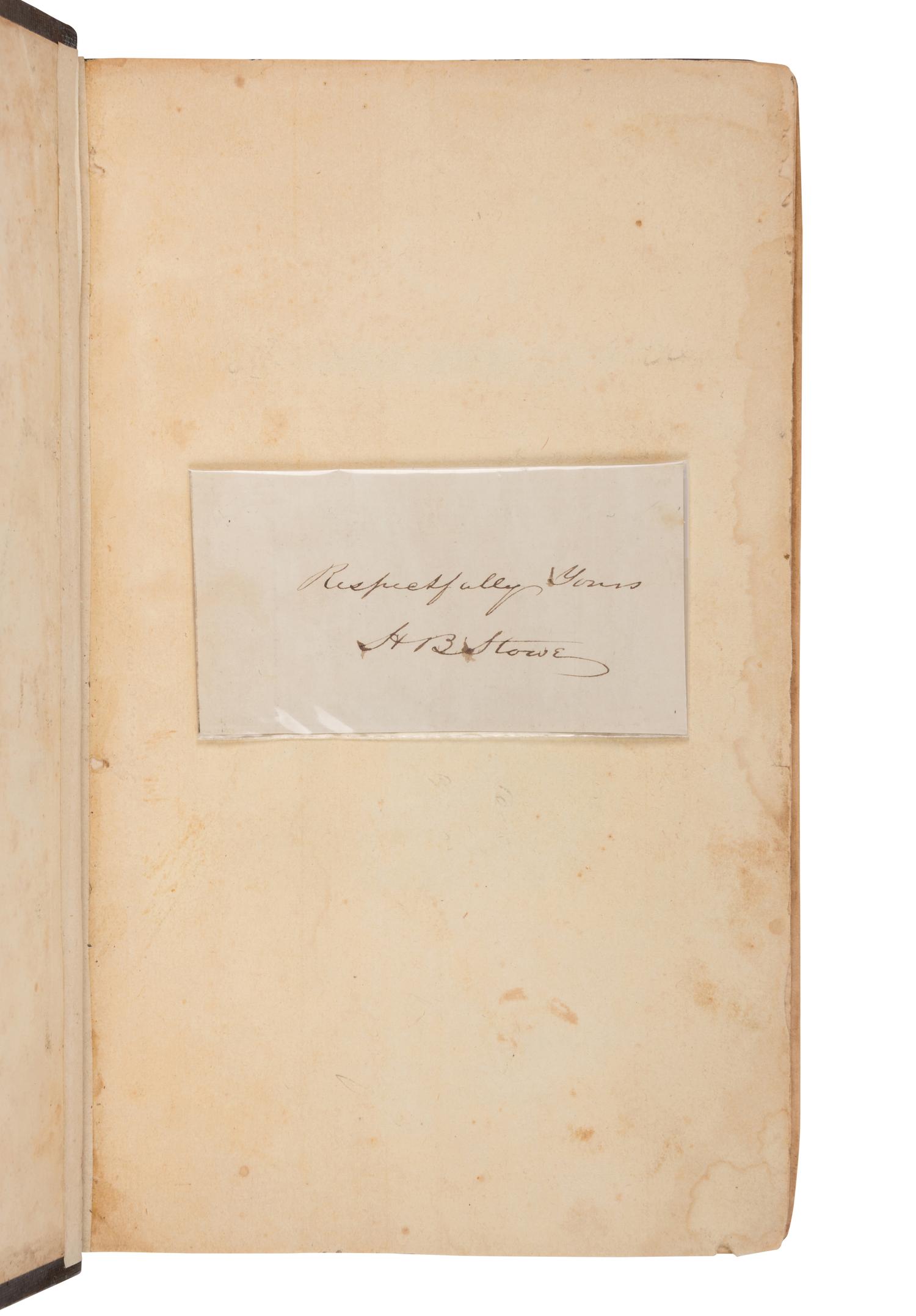 STOWE, Harriet Beecher (1811-1896). Uncle Tom’s Cabin; Or, Life among the Lowly . Boston and Cleveland: John P. Jewett & Company and Jewett, Proctor & Worthington, 1852.