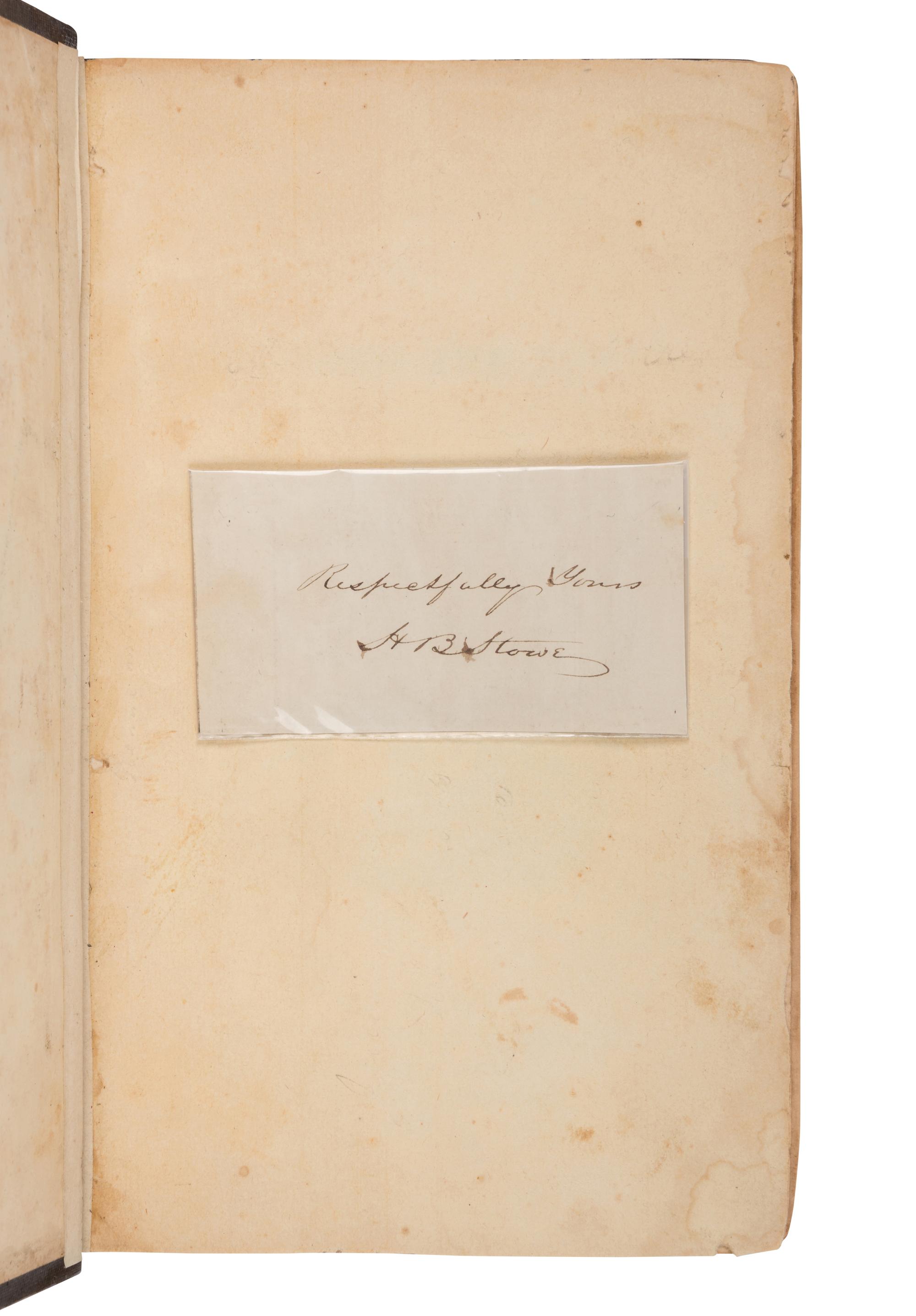 STOWE, Harriet Beecher (1811-1896). Uncle Tom’s Cabin; Or, Life among the Lowly . Boston and Cleveland: John P. Jewett & Company and Jewett, Proctor & Worthington, 1852.