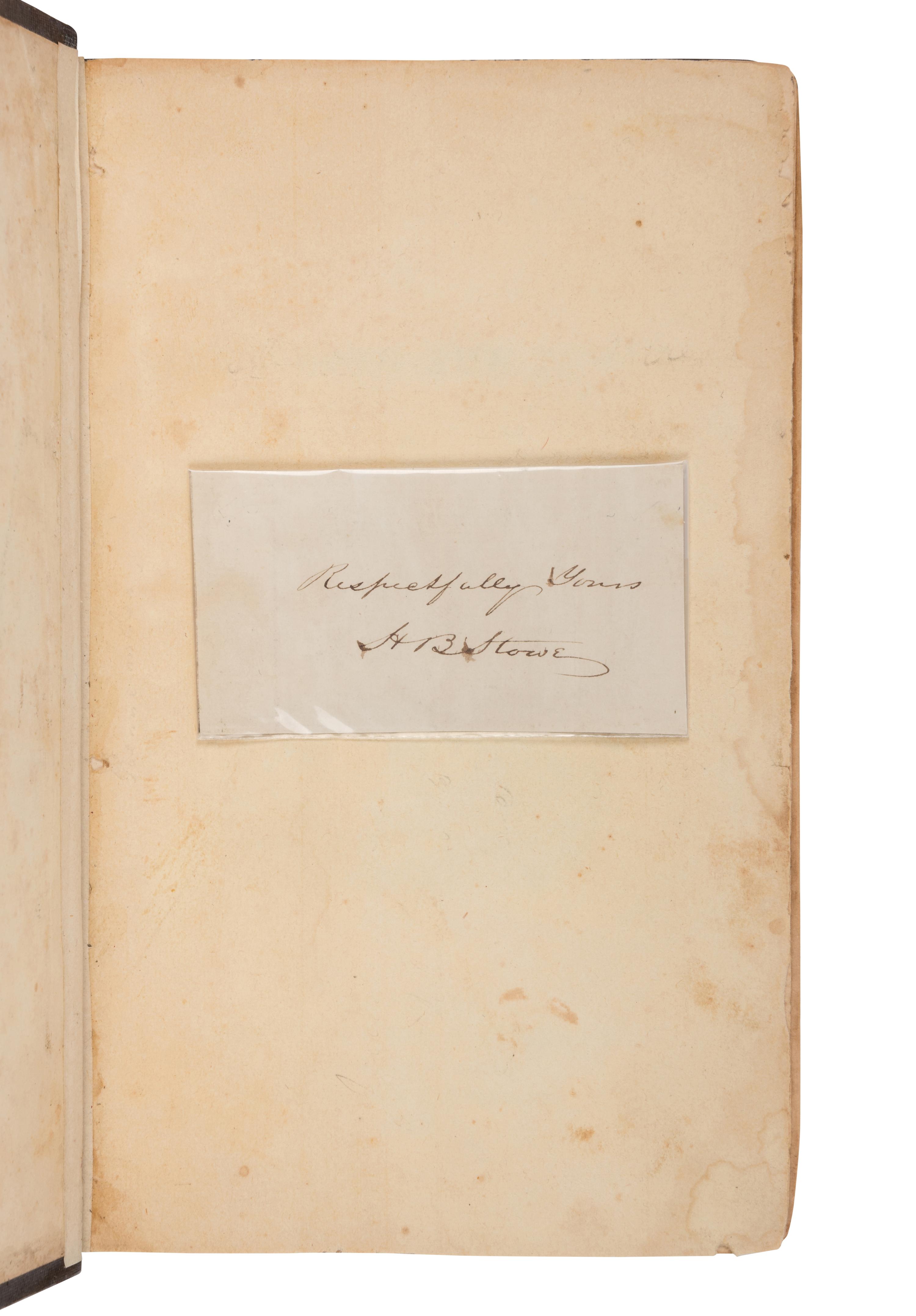 STOWE, Harriet Beecher (1811-1896). Uncle Tom’s Cabin; Or, Life among the Lowly . Boston and Cleveland: John P. Jewett & Company and Jewett, Proctor & Worthington, 1852.