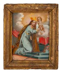 Five Continental Reverse Paintings on Glass with Religious Scenes