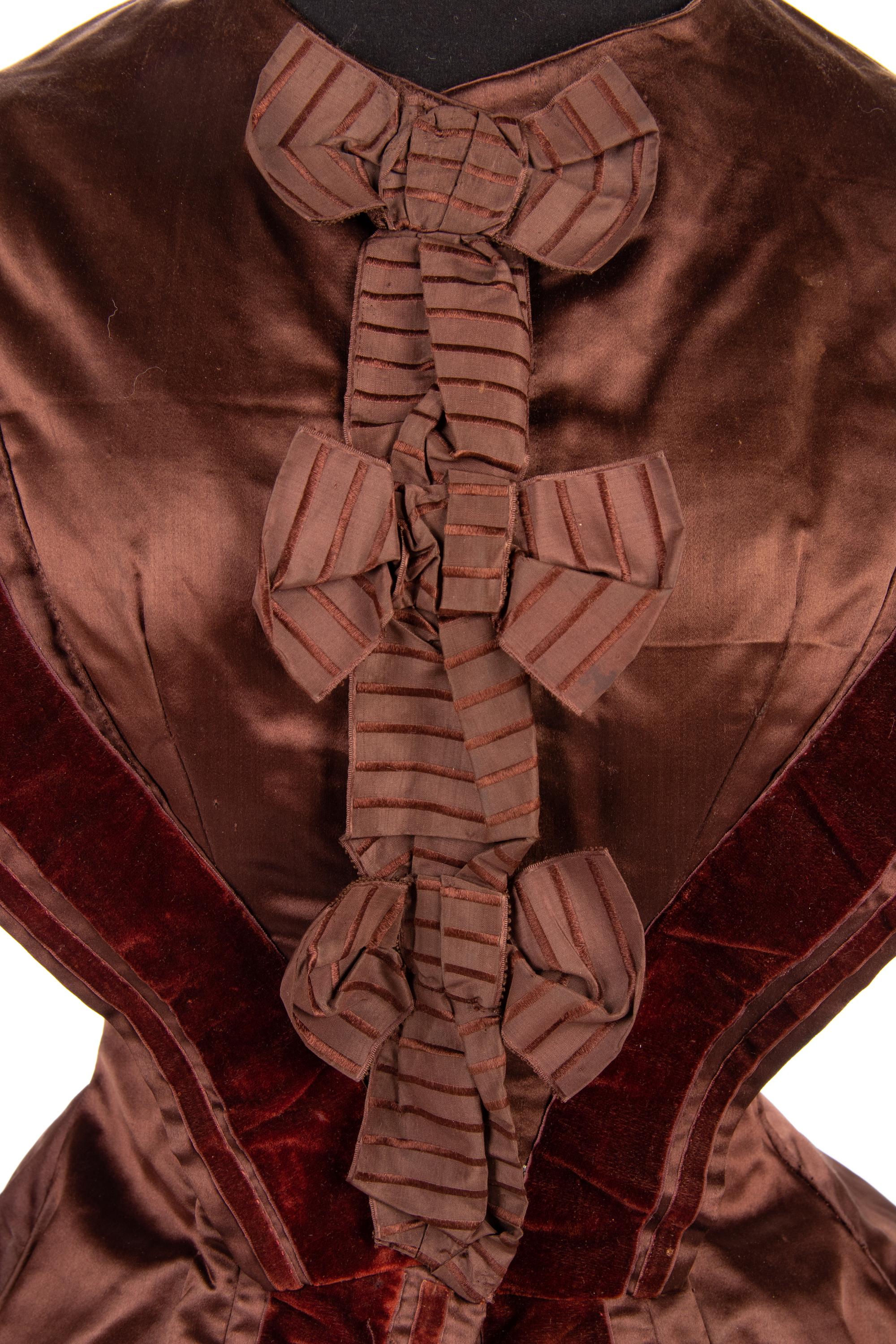 Two Silk Bodices Trimmed with Velvet, 1850s