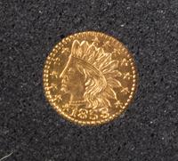 A United States 1853 California Gold Indian Head Quarter-Dollar Gold Coin