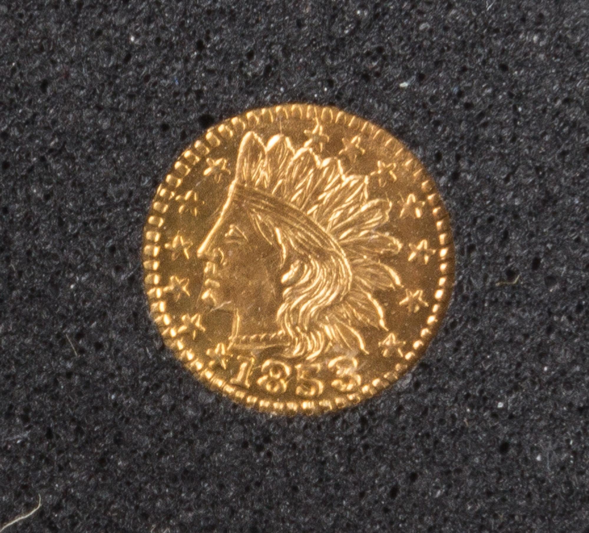 A United States 1853 California Gold Indian Head Quarter-Dollar Gold Coin