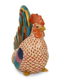 Six Herend Porcelain Rooster Figurines