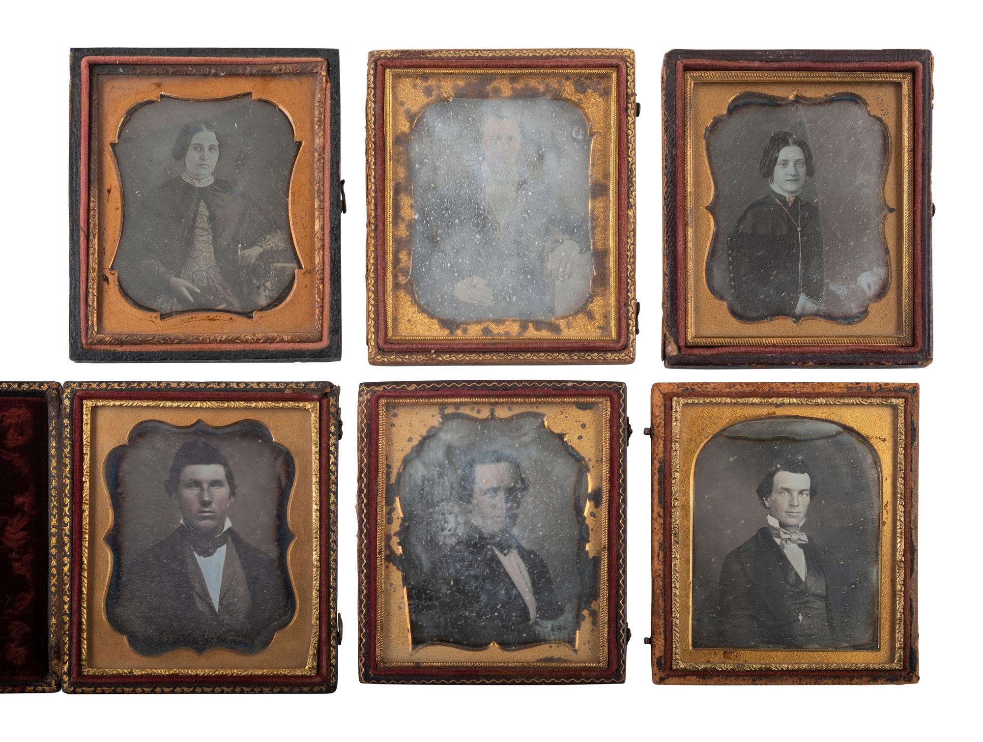 [EARLY PHOTOGRAPHY]. 37 sixth plate daguerreotypes of men and women.