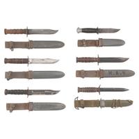 Six World War II Era Fighting Knives: (4) USN Mk2, (1) USN Mk1 & (1) M3