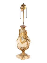 A French Gilt Bronze and Marble Urn Mounted as a Lamp