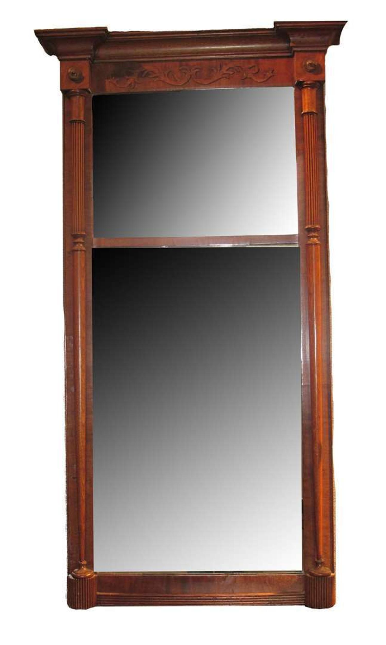 Classical-style mahogany looking glass 19th century