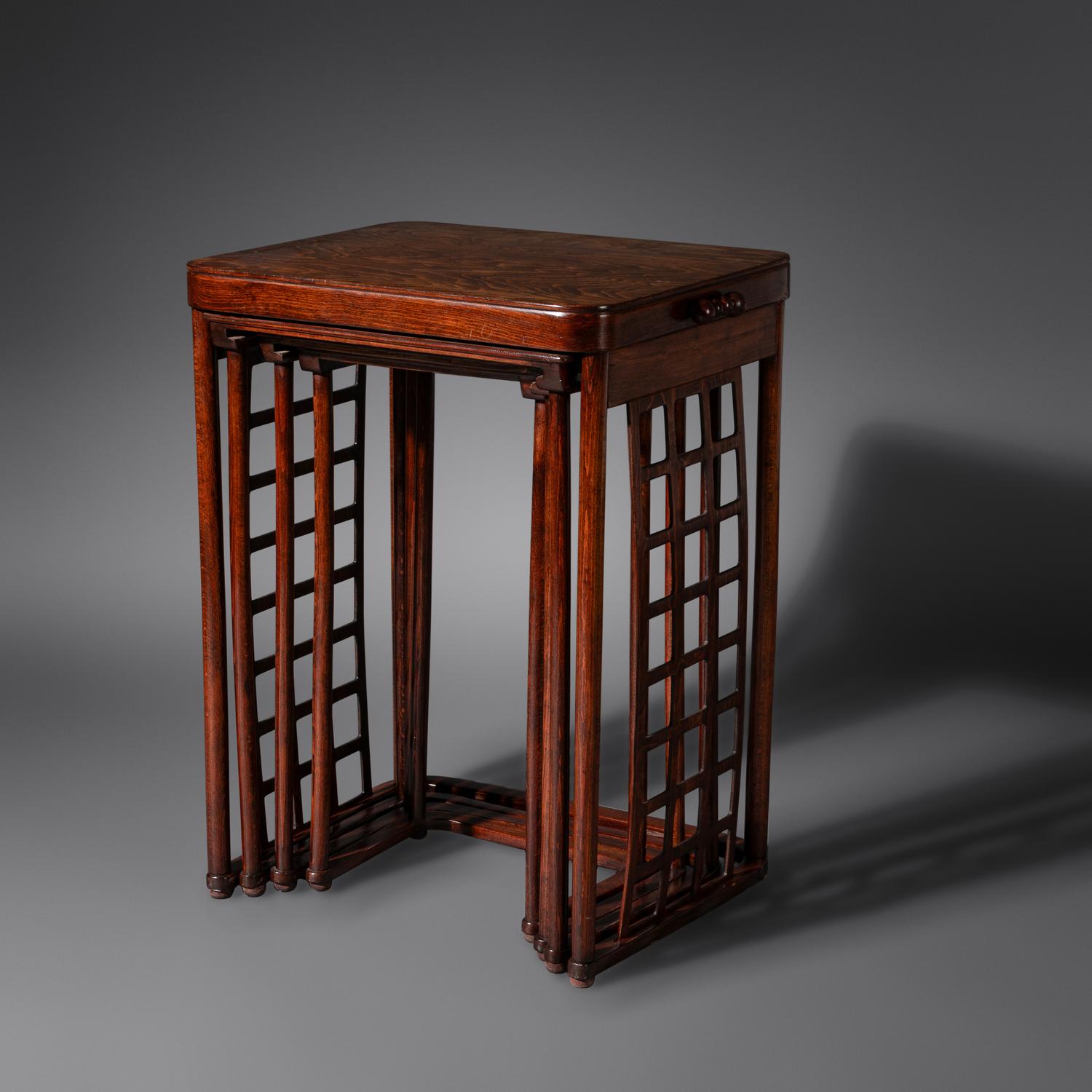 Set of Four Beechwood Nesting Tables, c. 1906 J. & J. Kohn, model no. 988