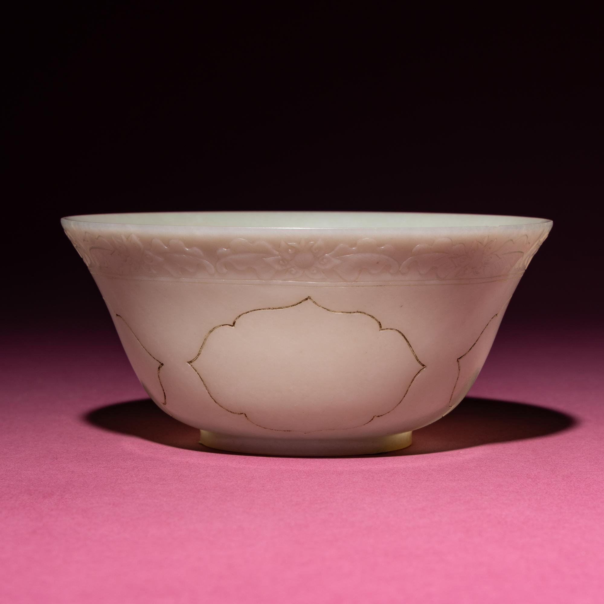 A Chinese Carved White Jade ‘Floral’ Bowl, 18th Century — 清中期 白玉刻花碗