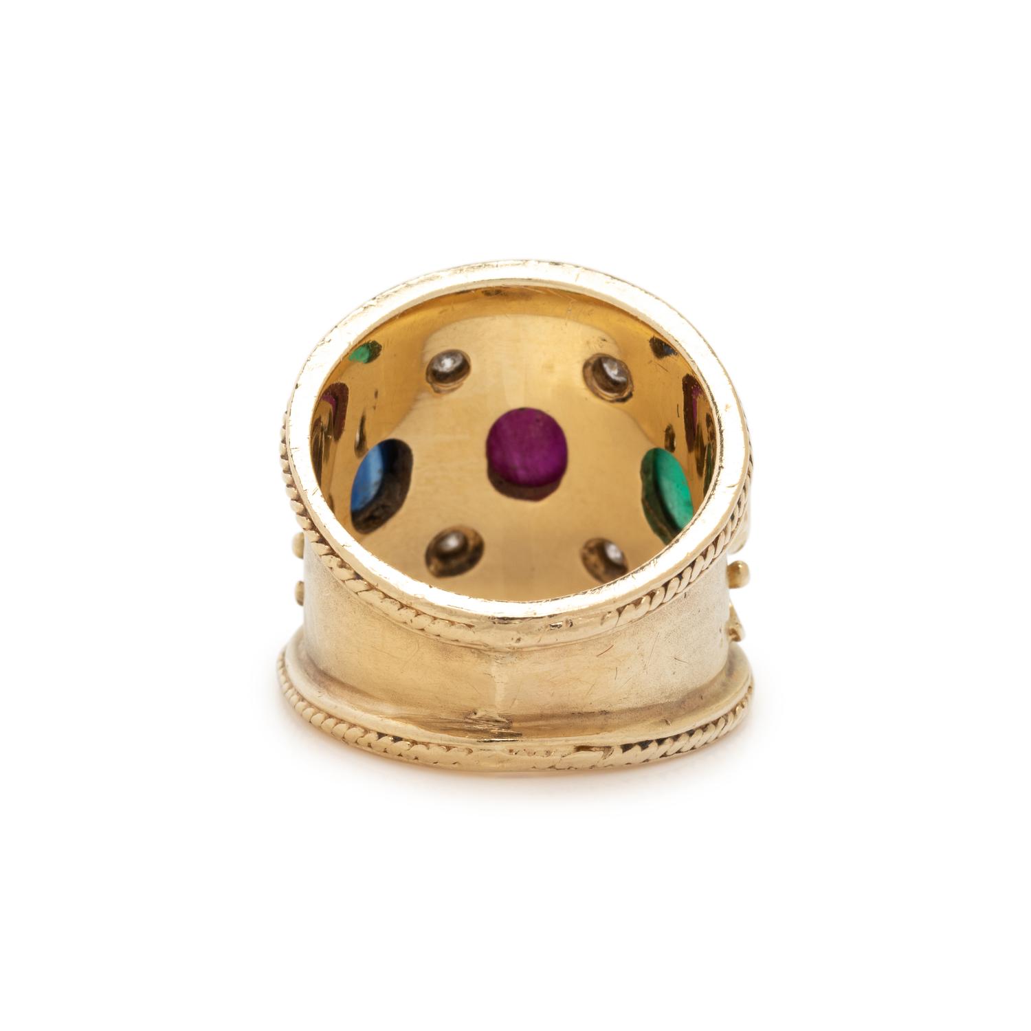 YELLOW GOLD, MULTIGEM AND DIAMOND RING
