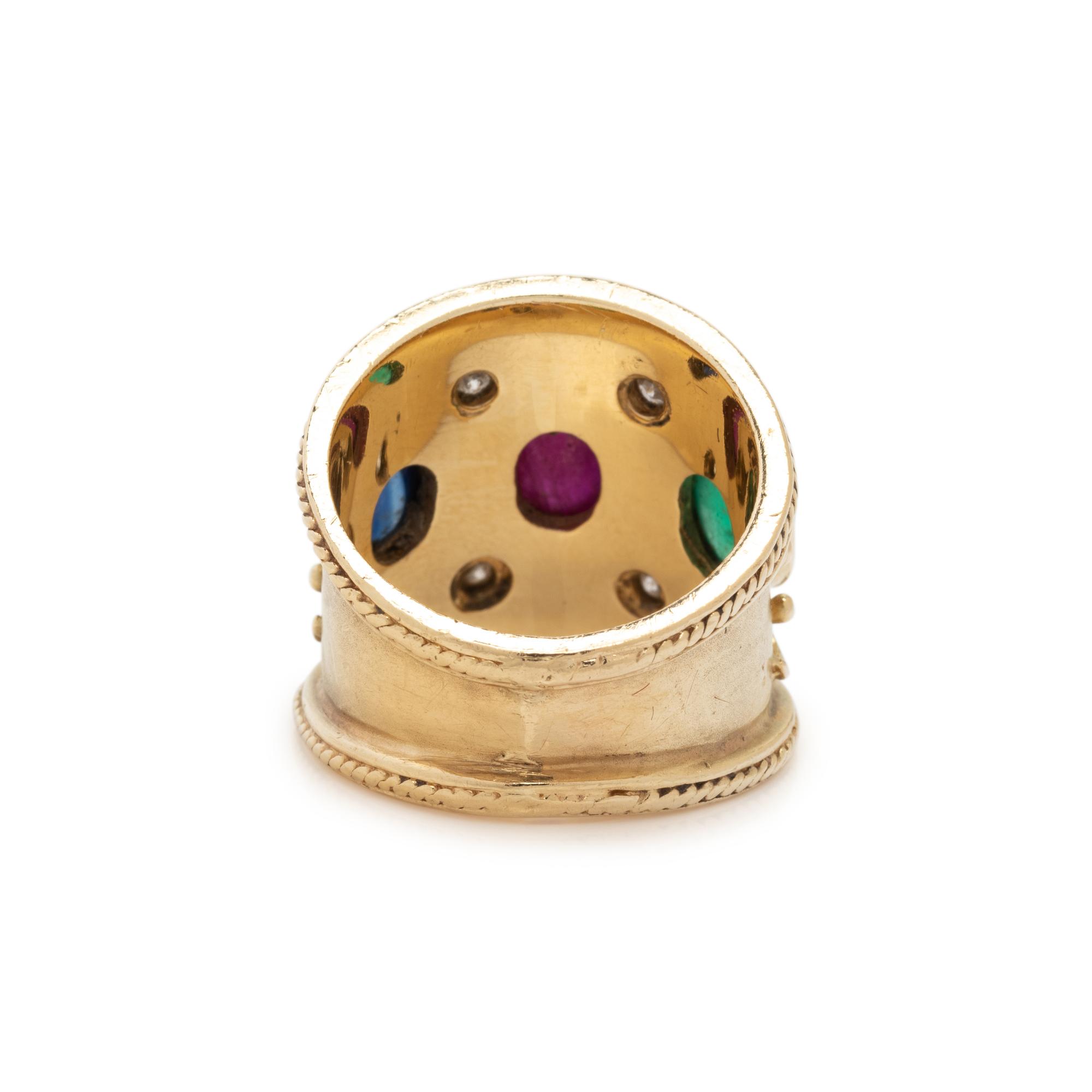 YELLOW GOLD, MULTIGEM AND DIAMOND RING