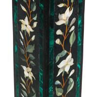 A Pair of Large Pietra Dura, Black Marble and Malachite Obelisks