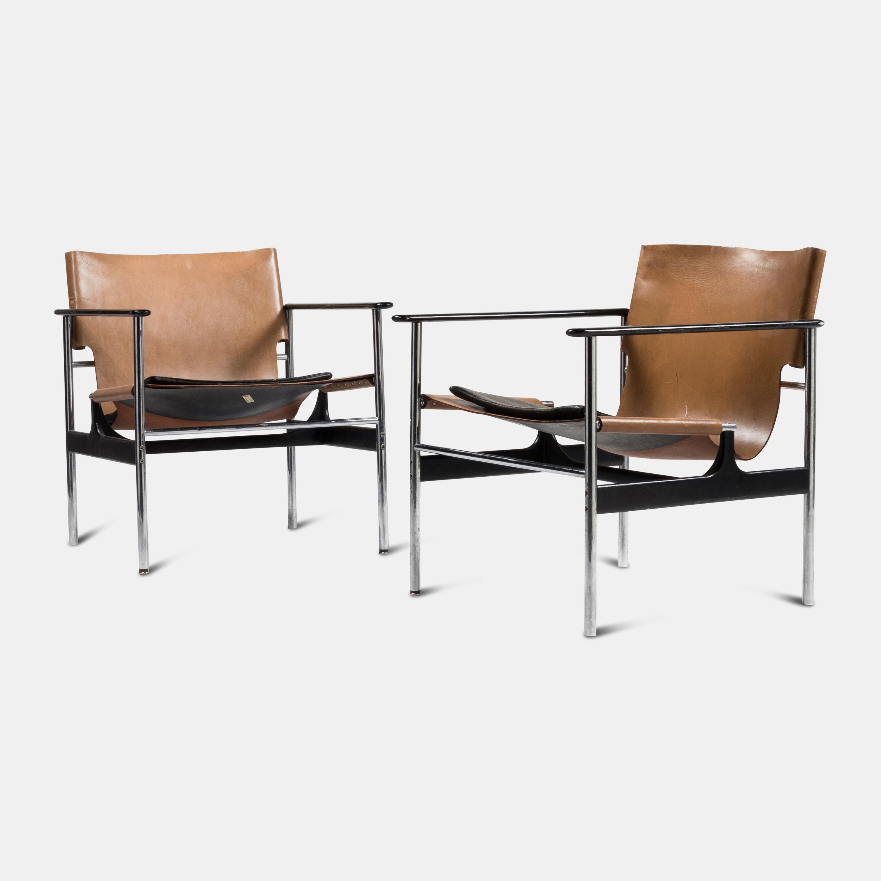 Pair of Sling Chairs, model 657 Knoll, USA