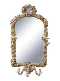 A Sitzendorf Porcelain Girandole Mirror