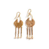 A Pair of Byzantine Gold and Pearl Openwork Earrings
