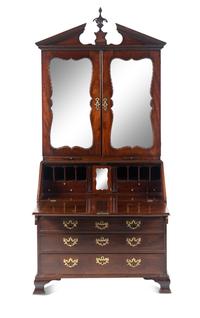 A George III Mahogany Bureau Cabinet