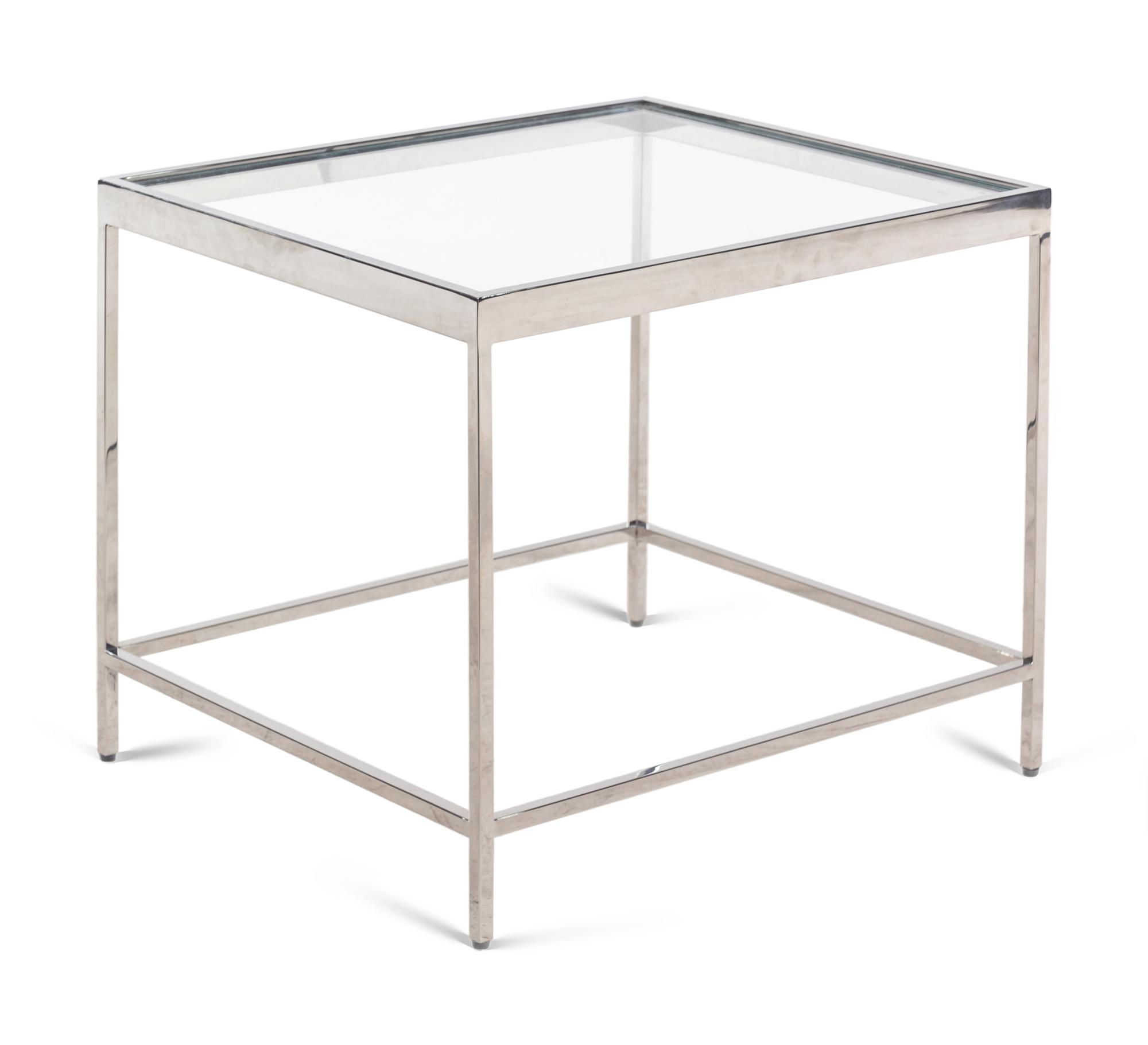 A Chrome-Finished Glass-Top Side Table