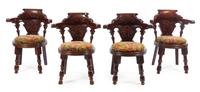 A Set of Four English Barrel Backed Side Chairs Height 31 inches. — 19TH CENTURY